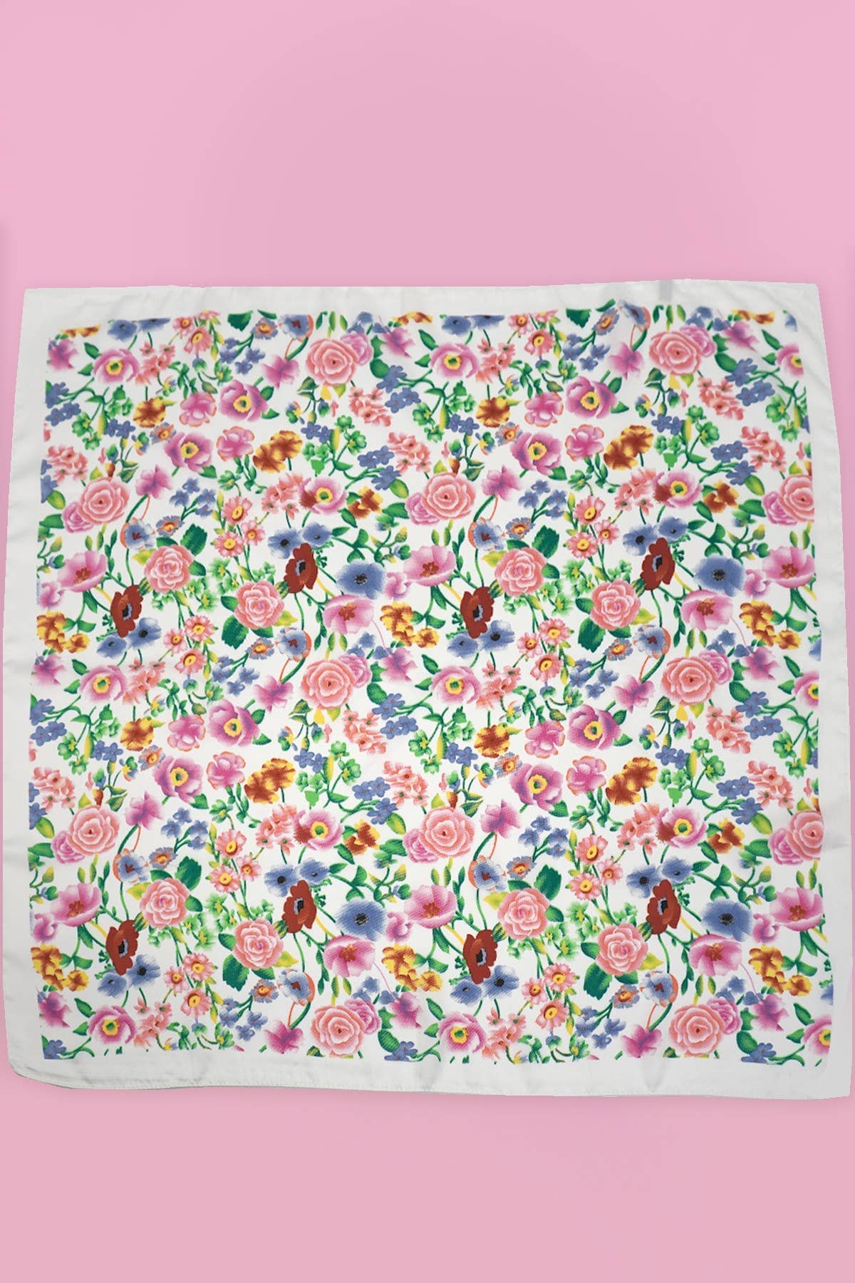 Stella Floral Square Bandana Scarf – Versatile 27" Satin-Feel Wrap