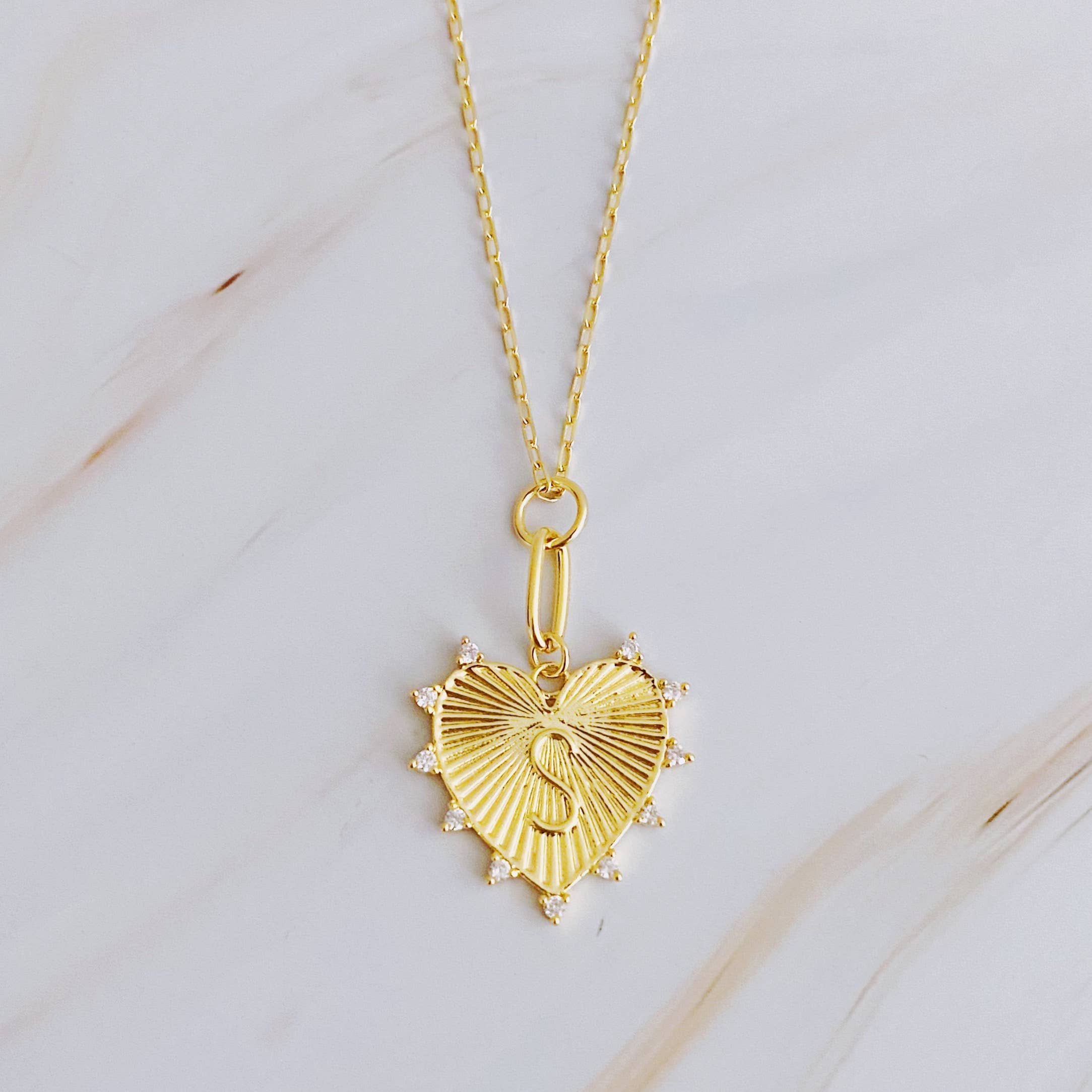 Gold Initial Heart Necklace