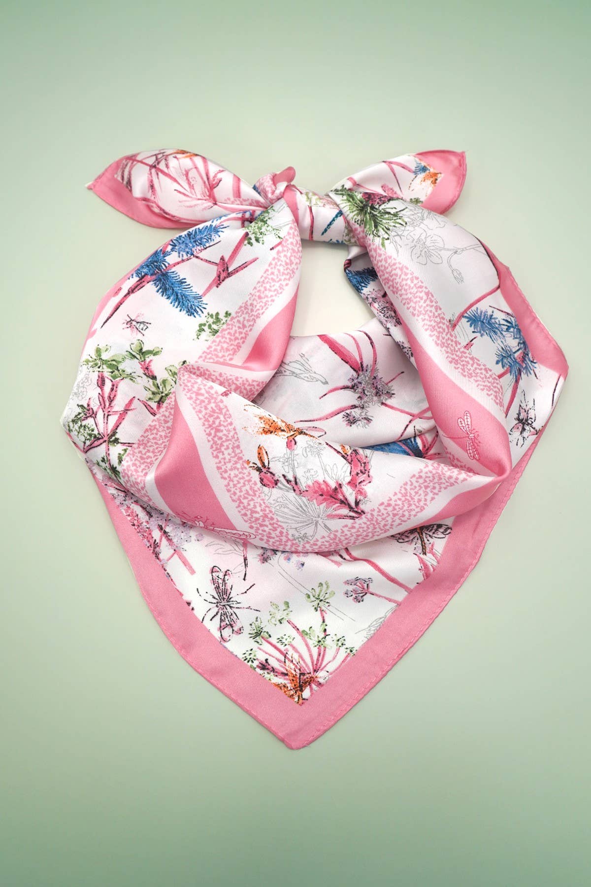 Large Silky Floral Print Bandana Scarf – 27" Square Luxury Fashion Wrap