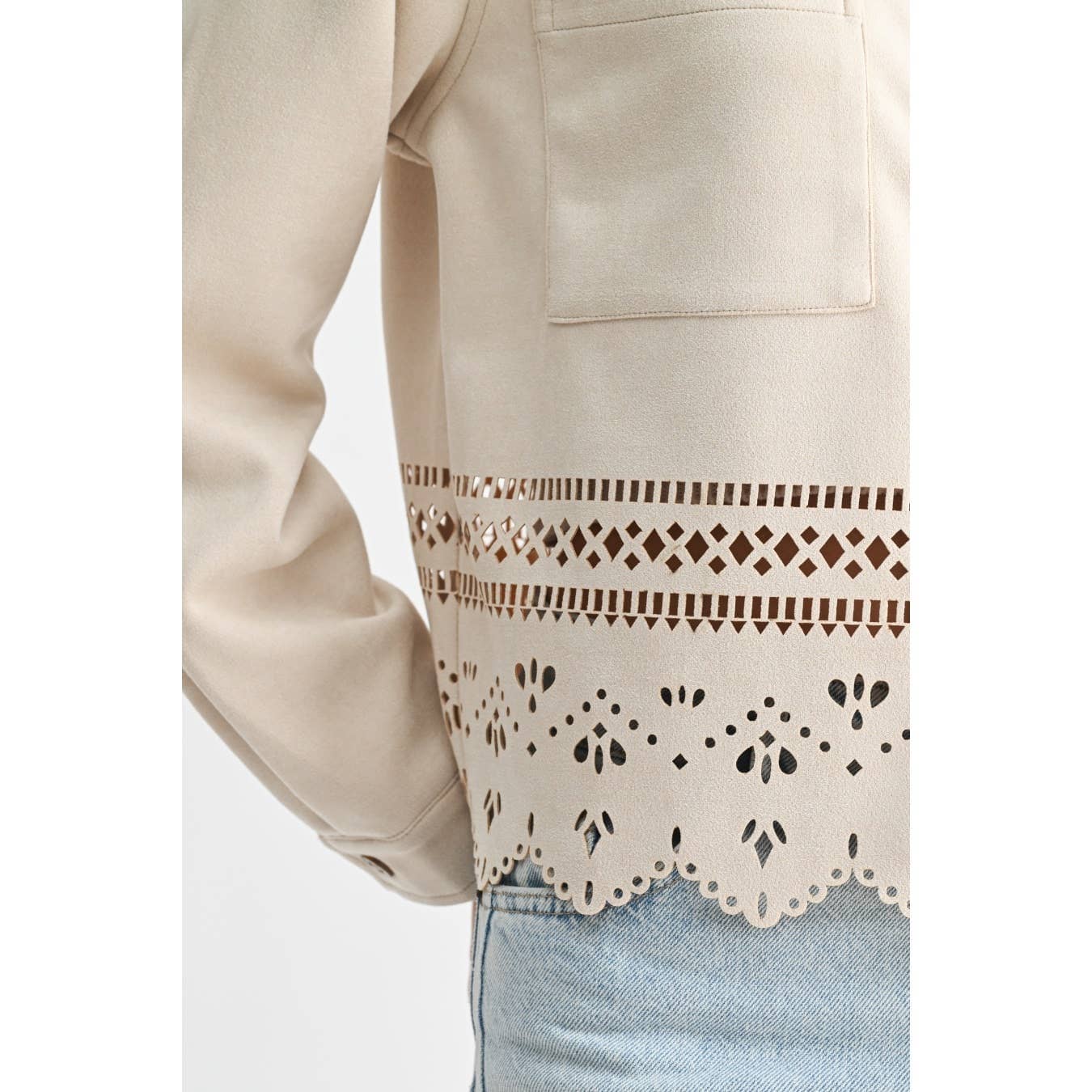 LASERCUT DETAILING JACKET: STONE / S-M-L(3-2-1)