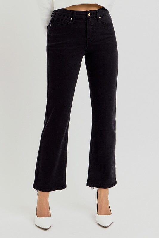 RISEN Tummy Control Black High Rise Crop Straight