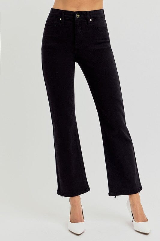 RISEN Tummy Control Black High Rise Crop Straight