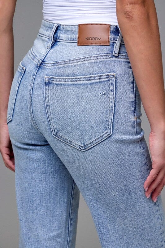 HIDDEN High Rise Light Wash Classic Stretch Straight Leg Jeans