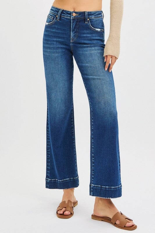 RISEN Dark Wash High Rise Straight Jeans