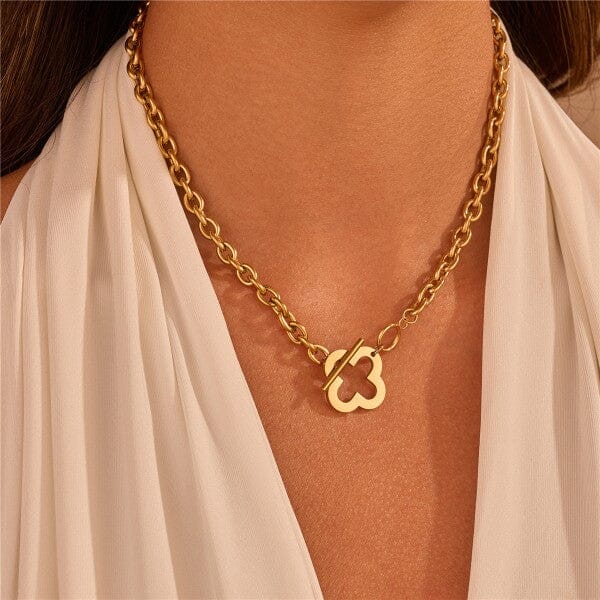 Gold 18k Dipped Clover Necklace