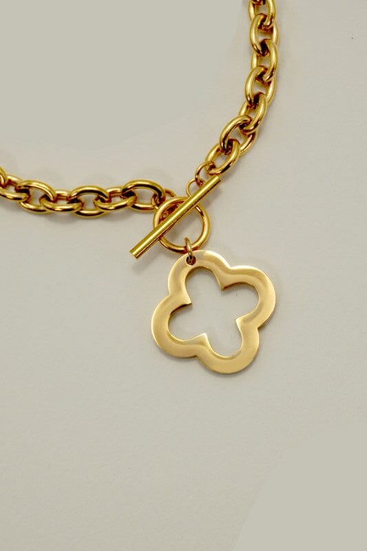 Gold 18k Dipped Clover Necklace