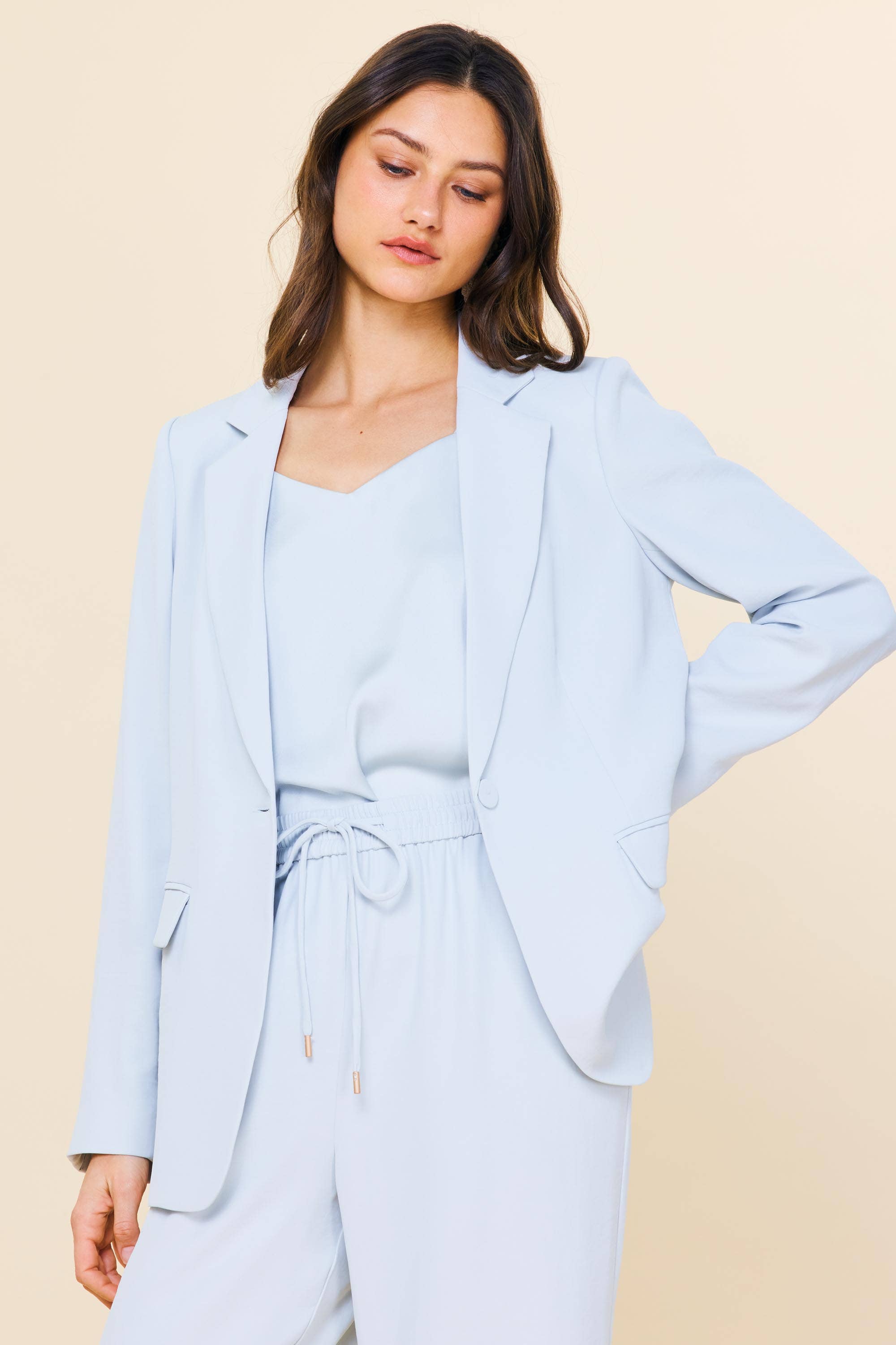 Recycled Long Sleeve Blazer: Dove Grey / XS | Stella & Grace Boutique .