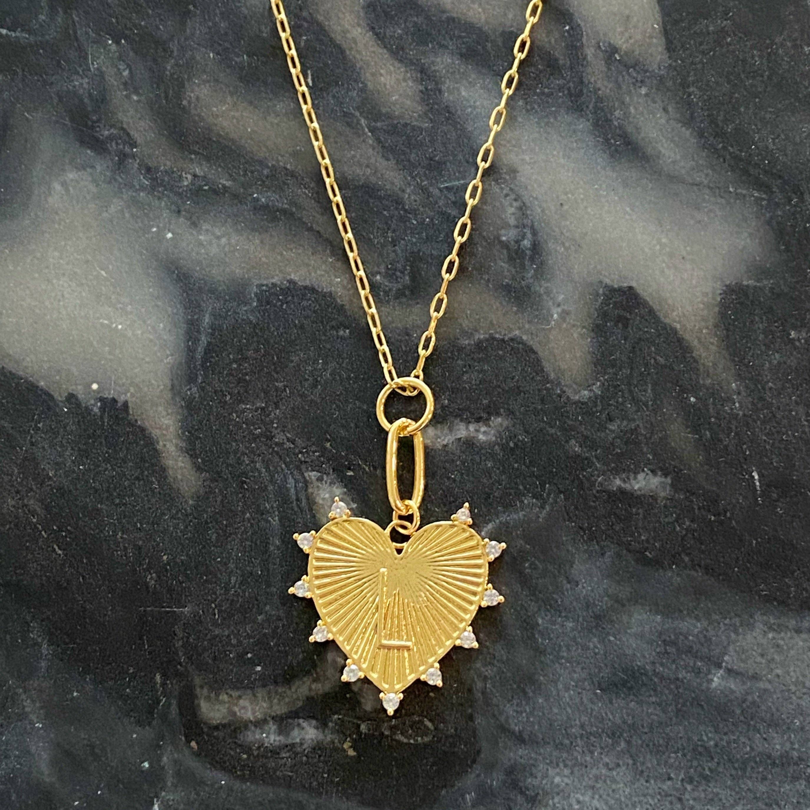 Gold Initial Heart Necklace