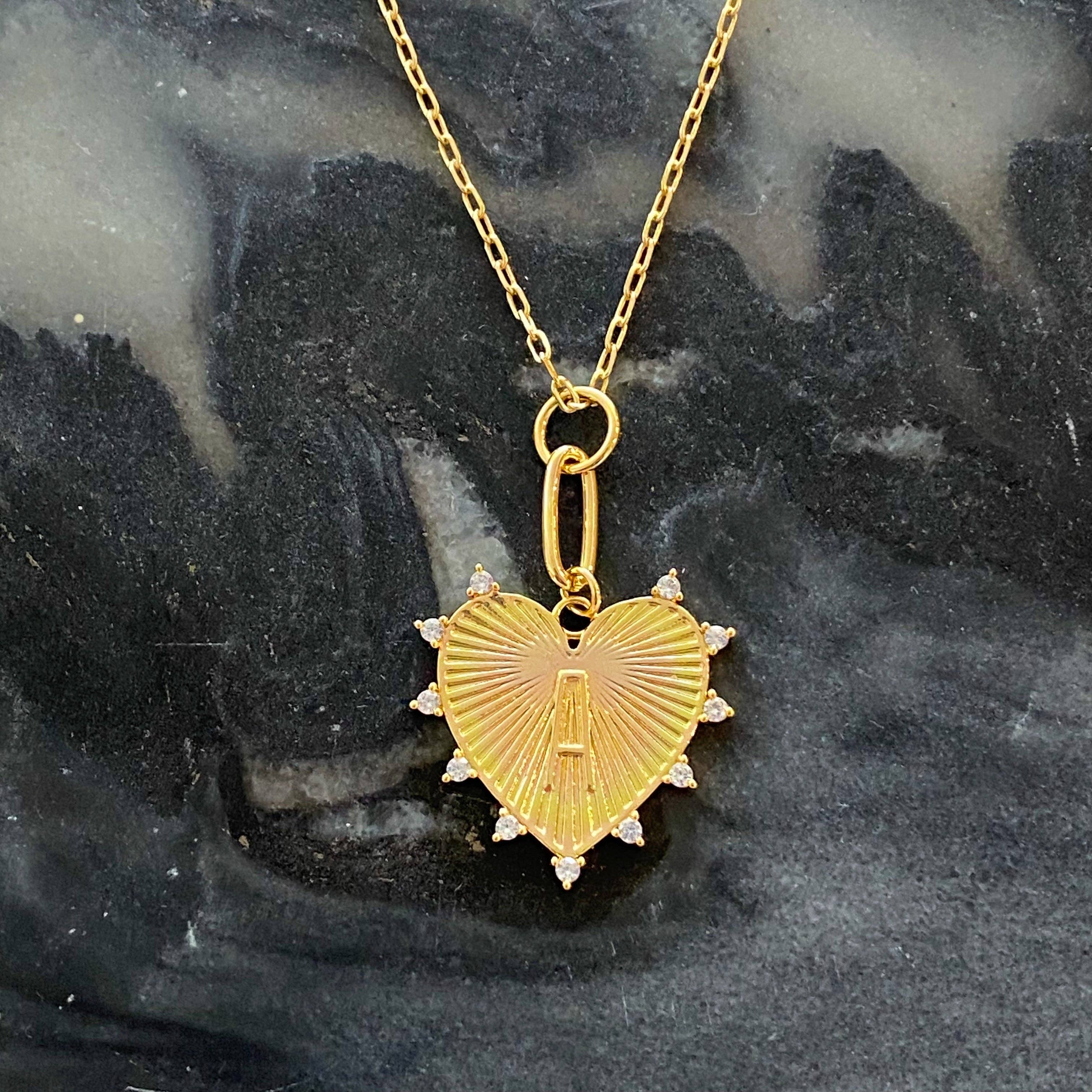 Clip Hanging Initial Heart Necklace: A