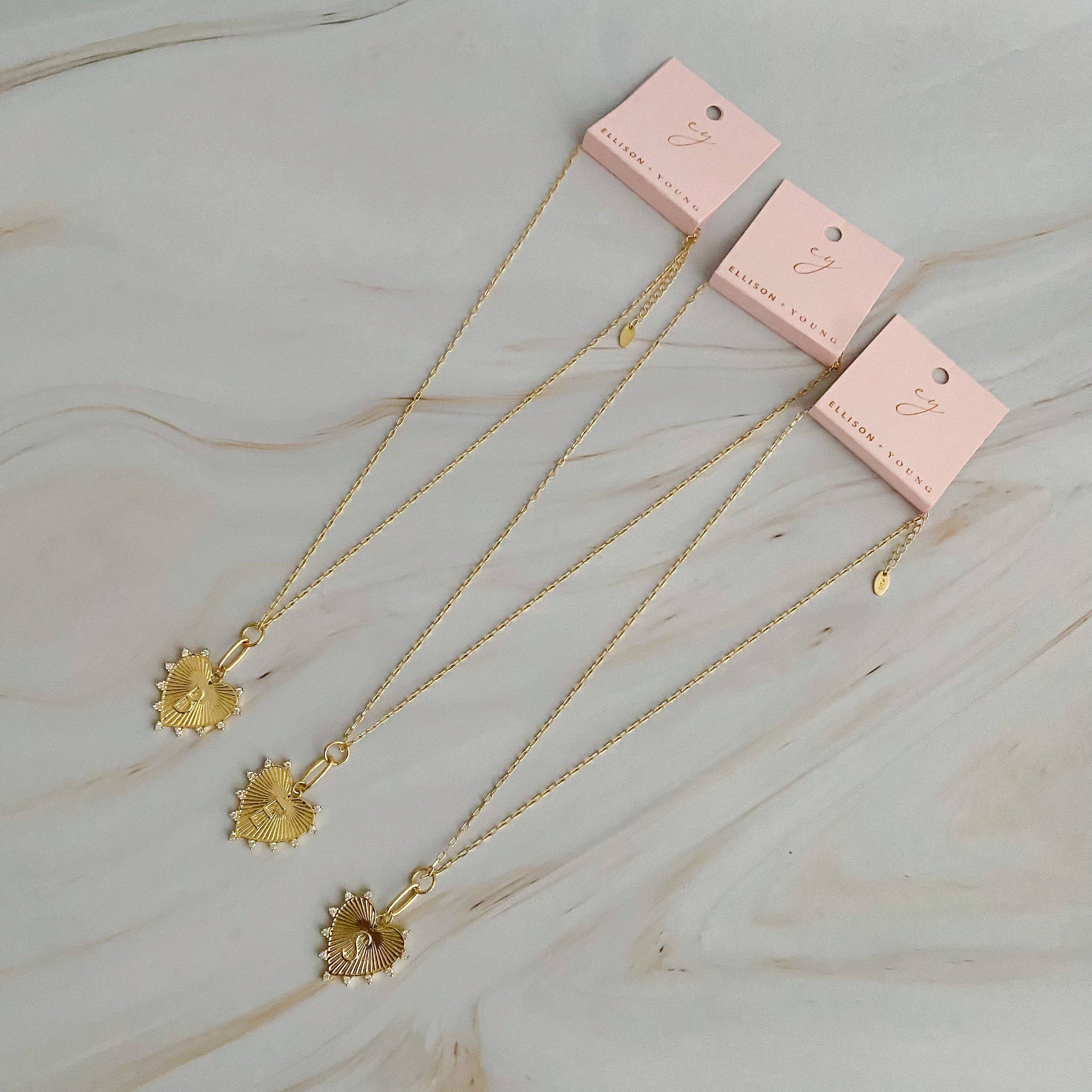Gold Initial Heart Necklace