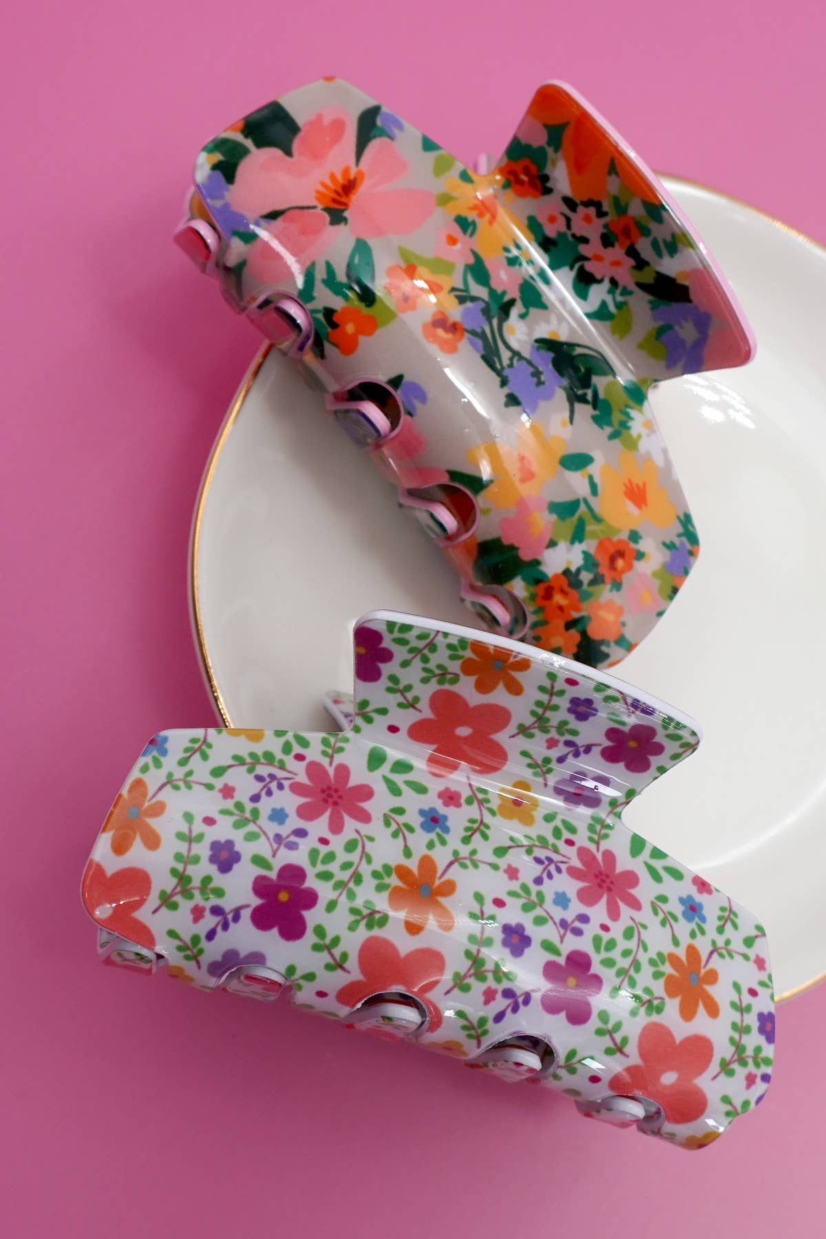 FLORAL FLOWER COTTAGECORE HAIR CLAW CLIPS | 40H954: FLORAL A