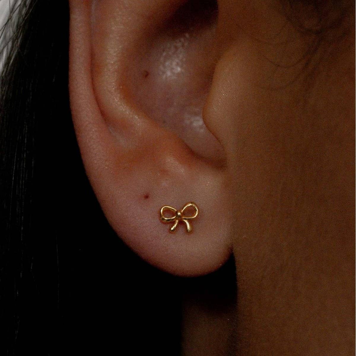 Simple and versatile heart-shaped bow earrings_CWMM5518: GOLD / (OS) 1