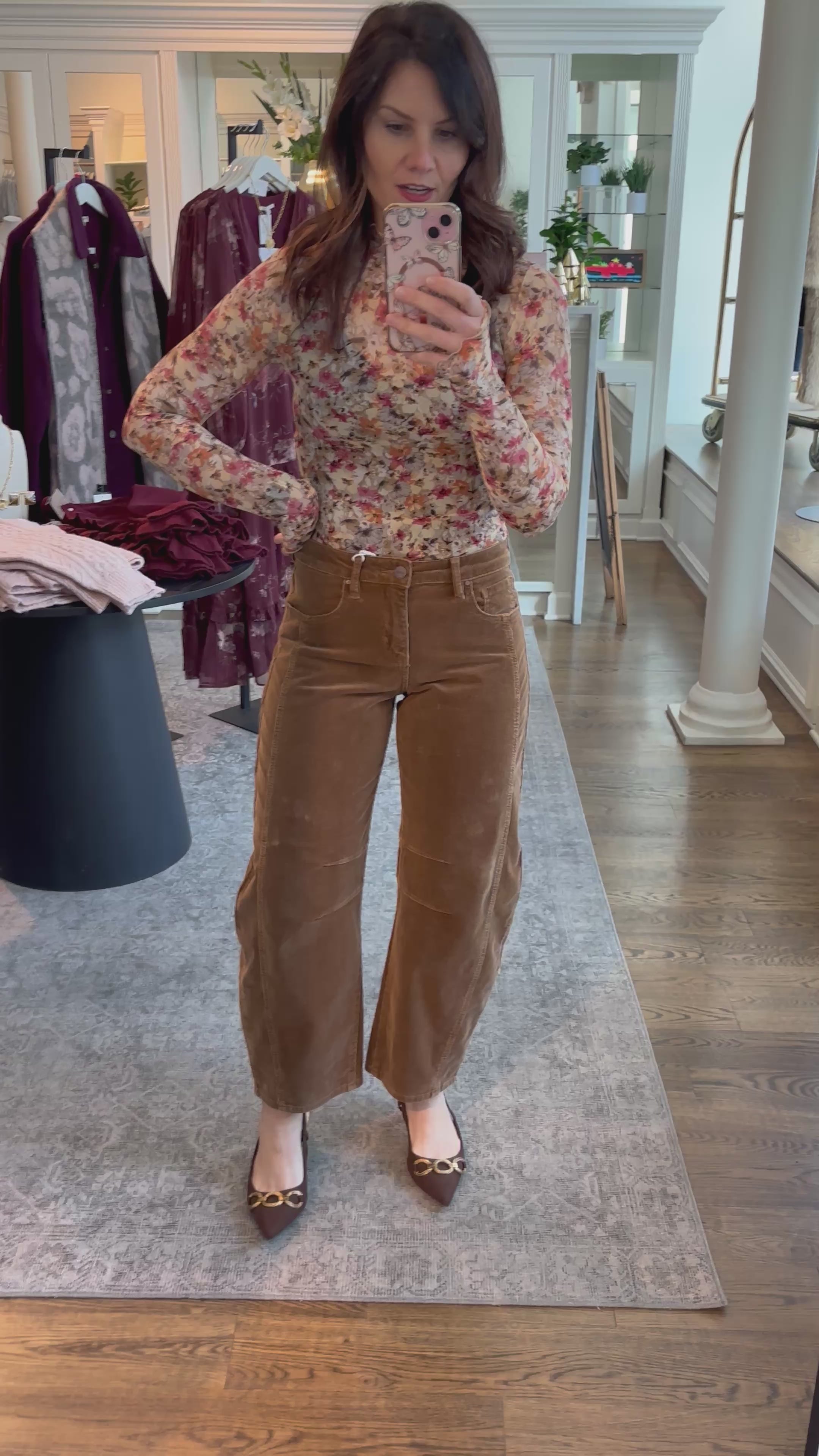 RISEN Camel Corduroy Slouchy Ankle Barrel Jeans